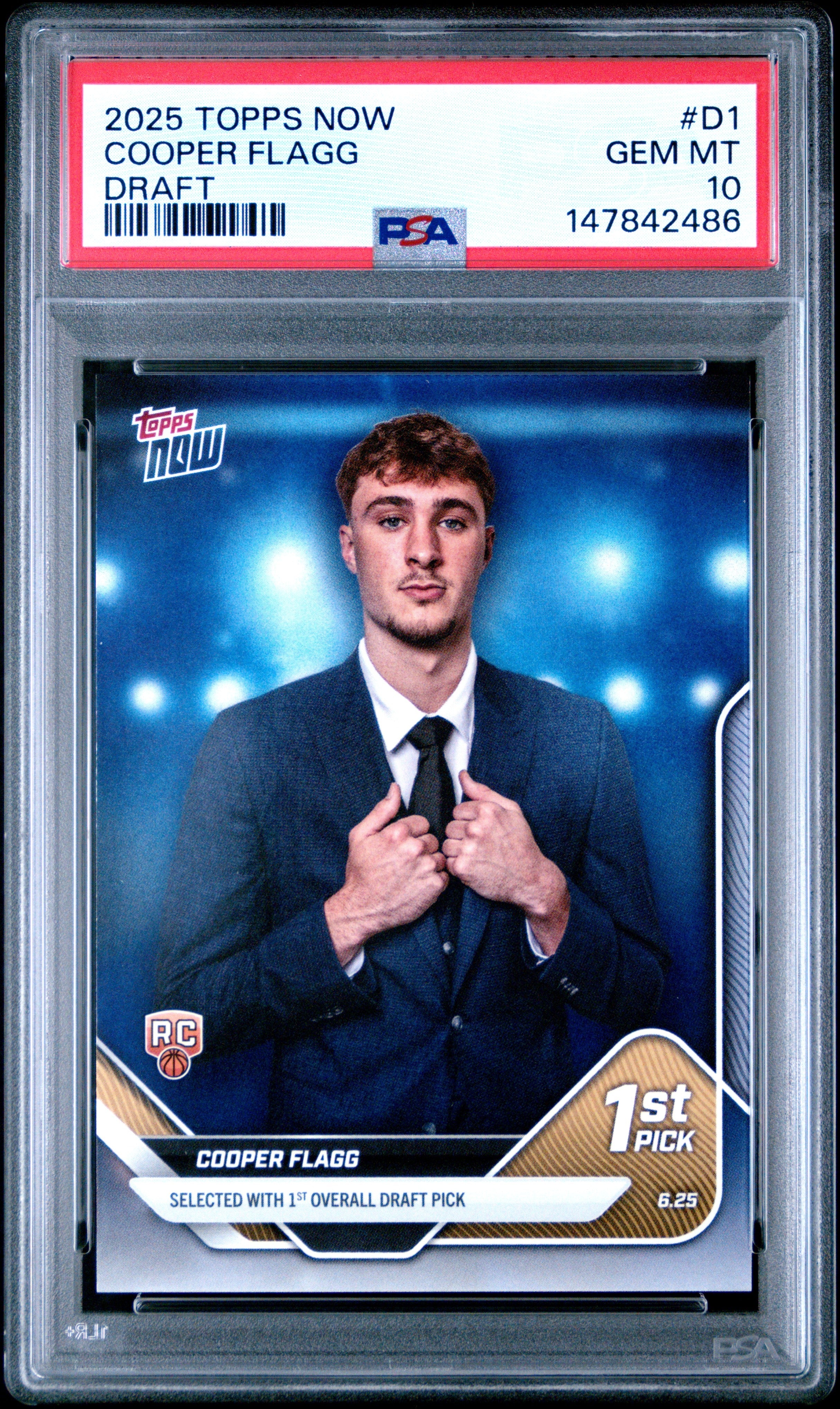 2025 TOPPS NOW DRAFT #D1 COOPER FLAGG PSA 10