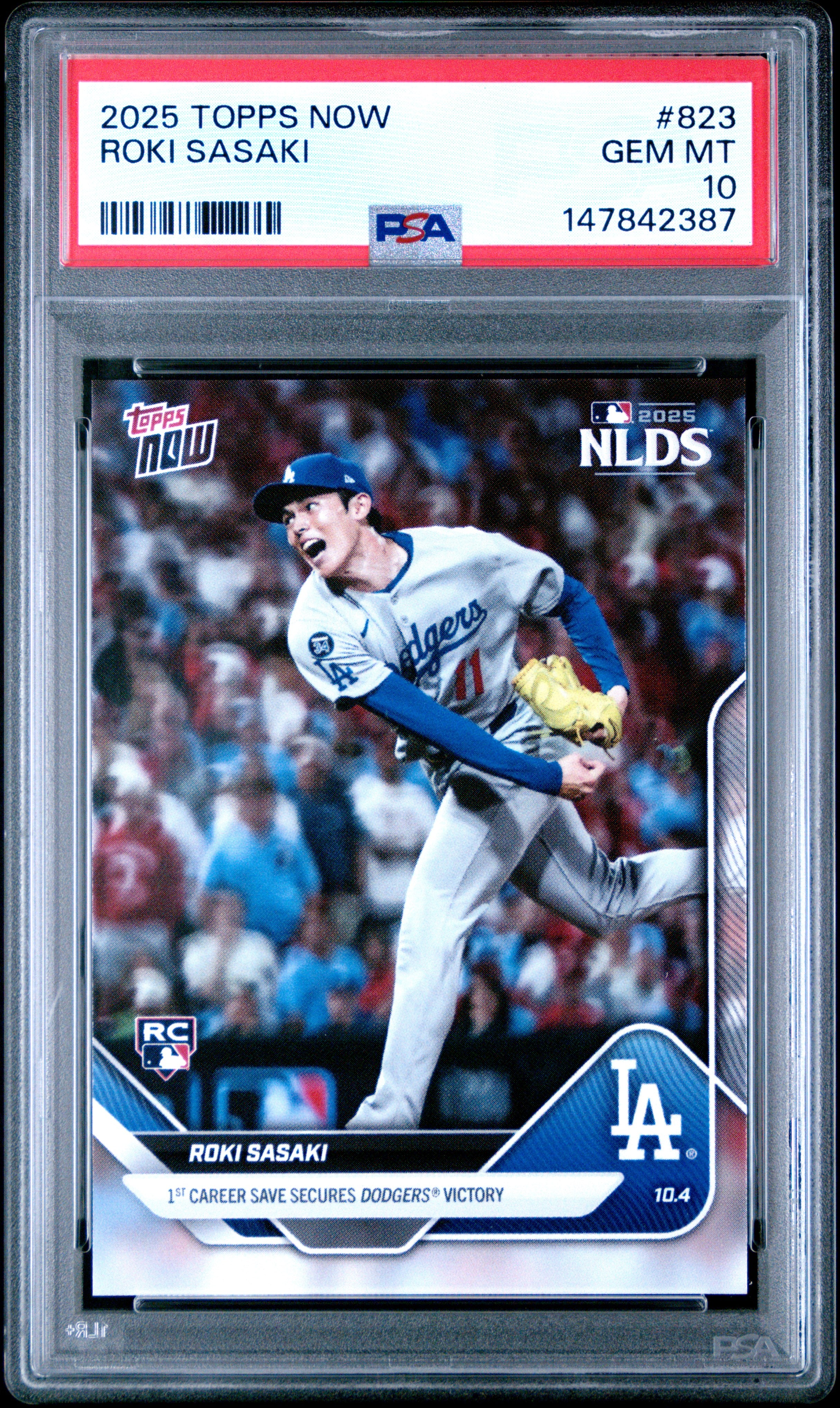 2025 Topps Roki Sasaki 823 Topps Now PSA 10