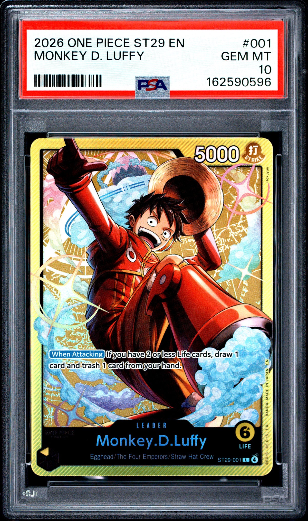 2026 One Piece Monkey D. Luffy 001 One Piece Starter Deck St29-Egghead PSA 10