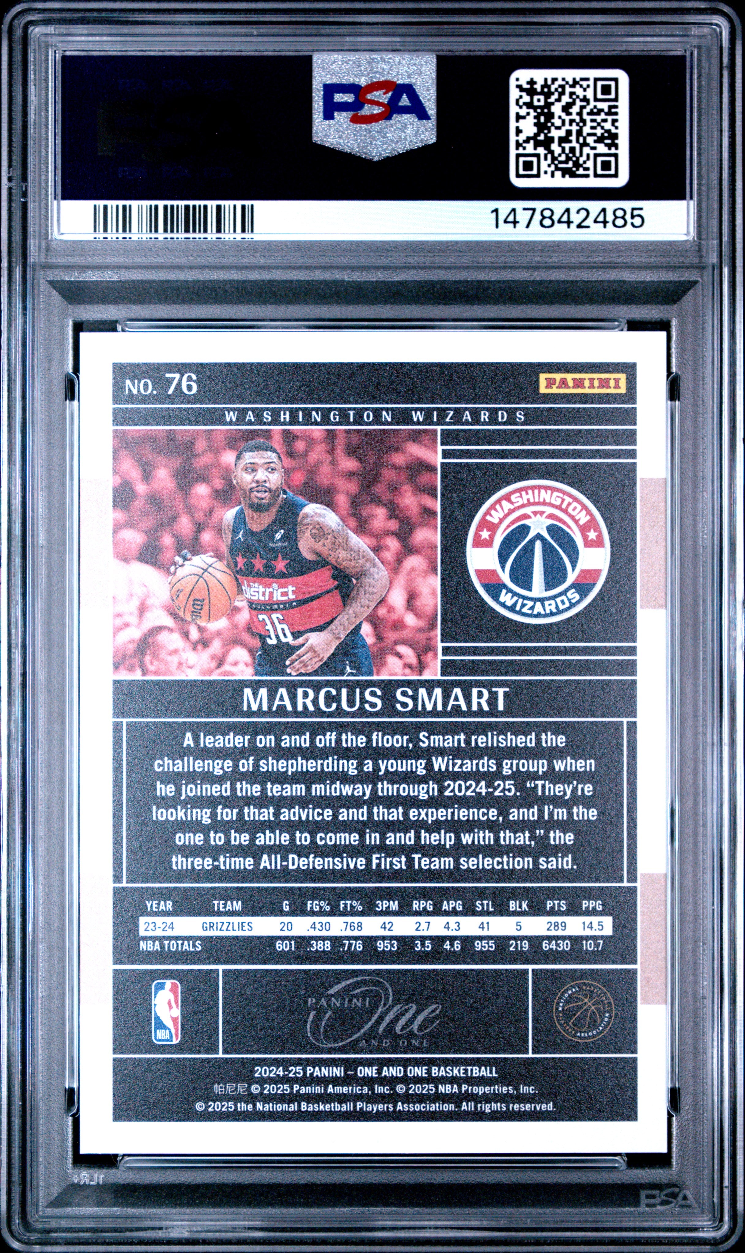 2024 PANINI ONE AND ONE #76 MARCUS SMART PSA 10