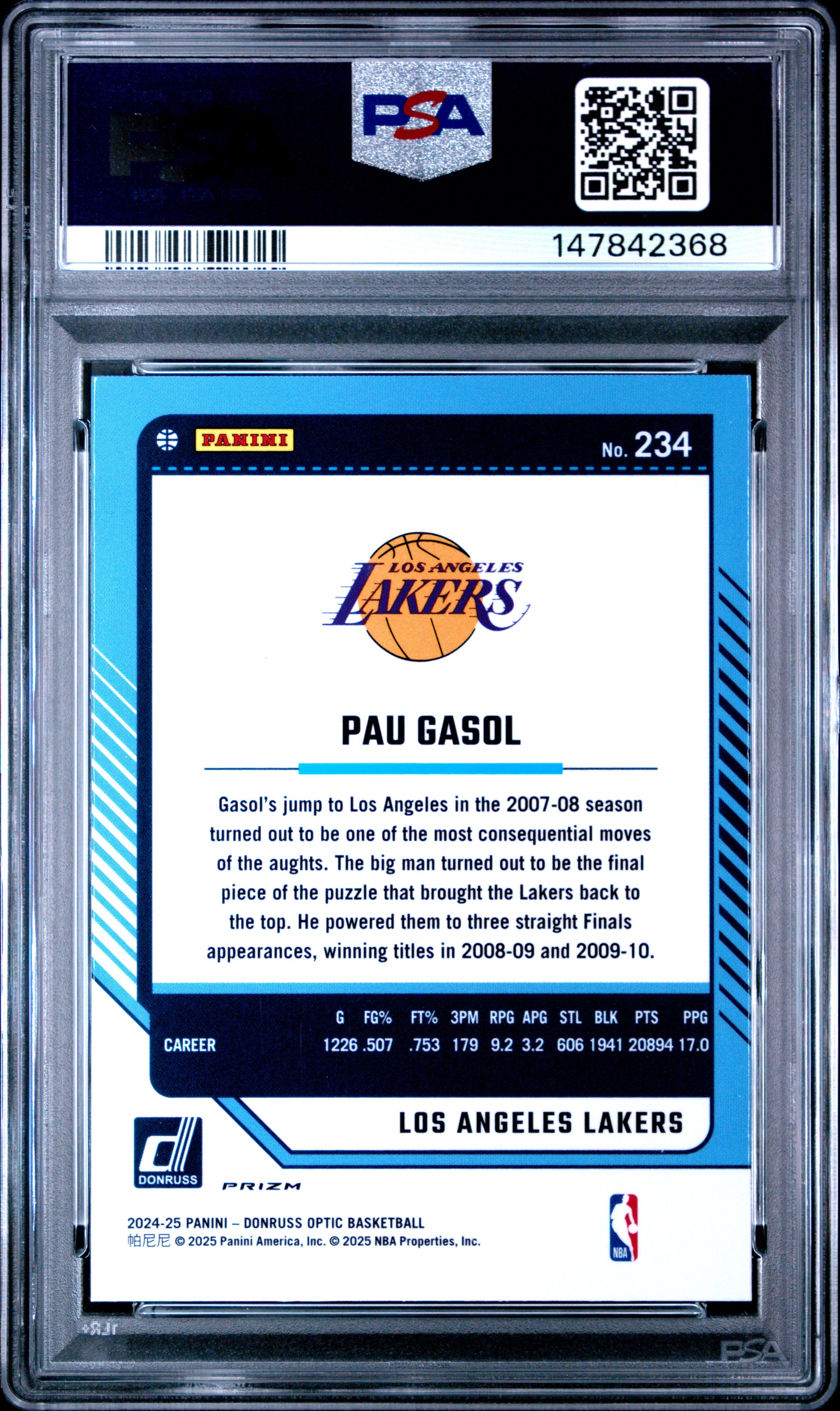 2024 PANINI DONRUSS OPTIC #234 PAU GASOL DRAGON CHOICE  PSA 10