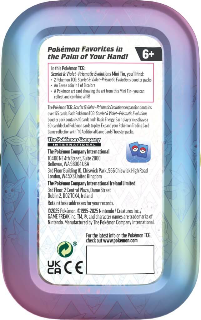 Pokémon TCG Prismatic Evolutions Mini-Tin Display (8 Mini-Tins)