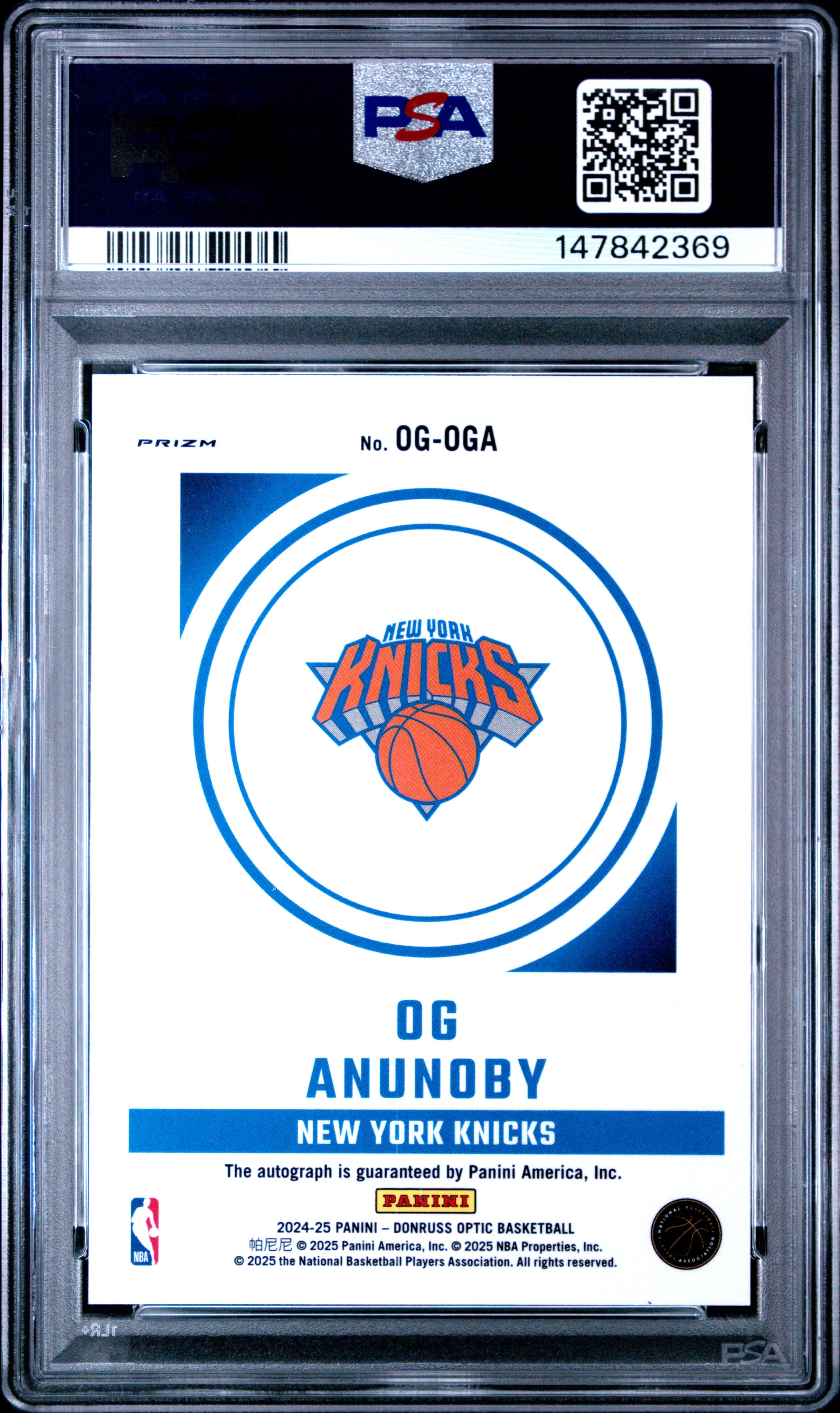 2024 PANINI DONRUSS OPTIC OPTI-GRAPHS #OGOGA OG ANUNOBY OPTI-GRAPHS PSA 10