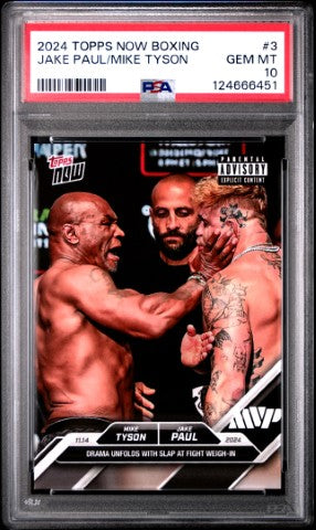 2024 Topps Now Boxing #3 Jake Paul/Mike Tyson PSA 10