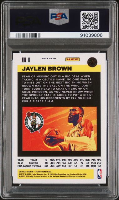 2020 NBA Flux – Jalen Brown No.8 (Black Pulsar) – PSA 10 (GEM MINT)