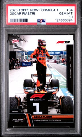 2025 Topps Now Formula 1 #34 Oscar Piastri PSA 10