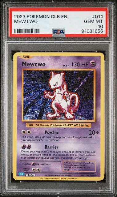 Pokémon - Mewtwo CLB 014/034 (Classic - Blastoise and Suicune ex Deck)- PSA 10 (GEM-MINT)