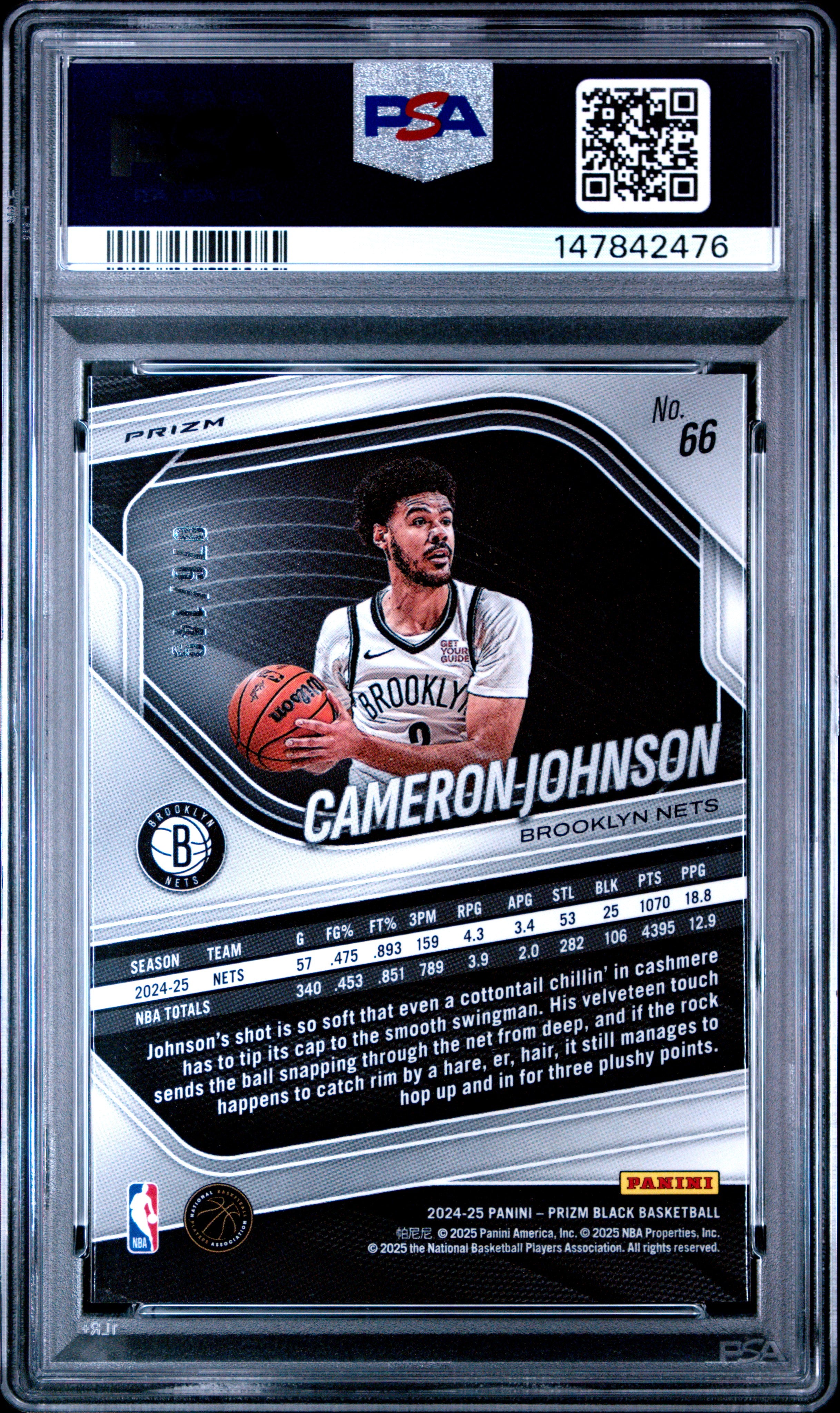 2024 PANINI PRIZM BLACK #66 CAMERON JOHNSON PURPLE ICE PSA 9