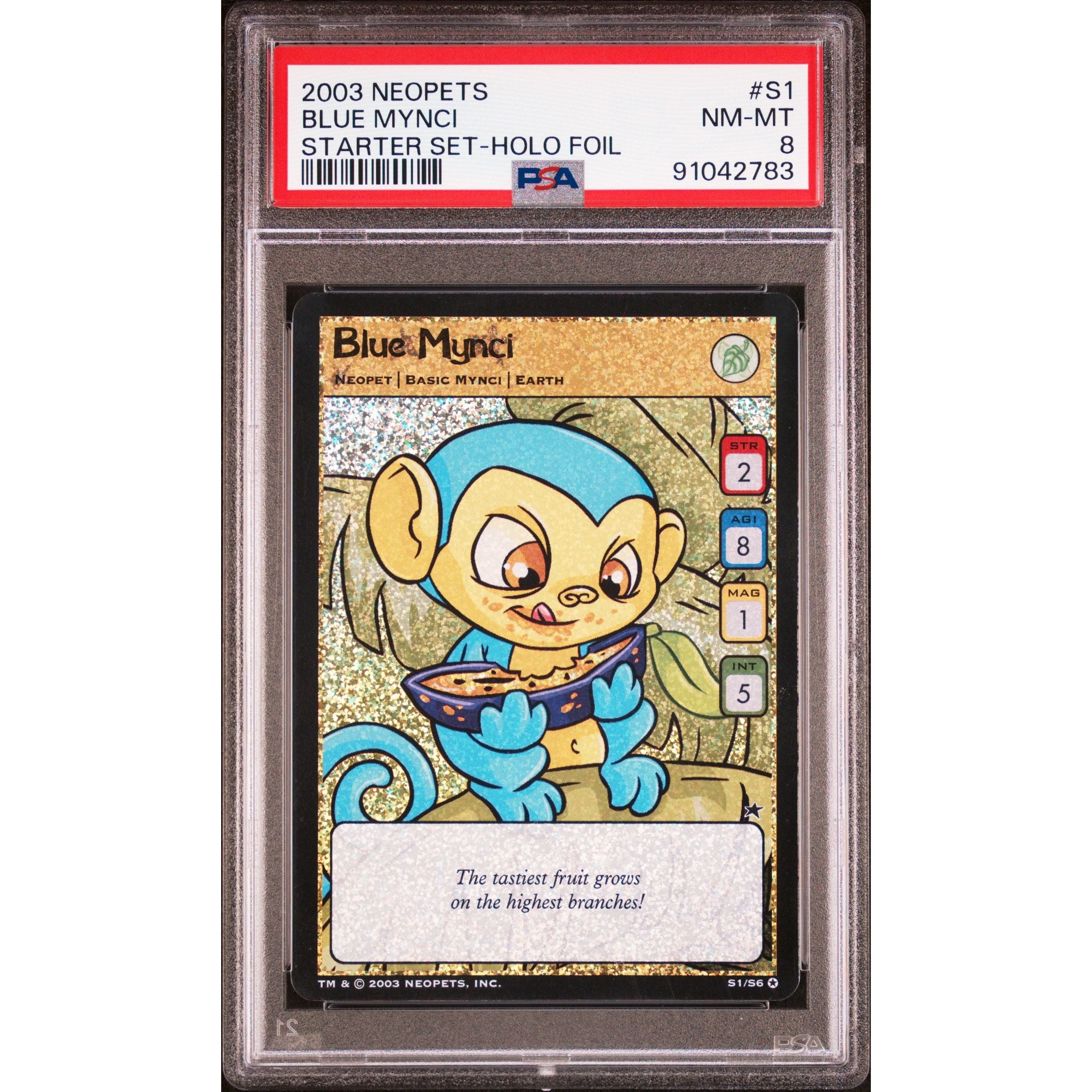 Neopets (2003) - Blue Mynci S1/S6 (Holo Foil) - PSA 8 (NM-MT)