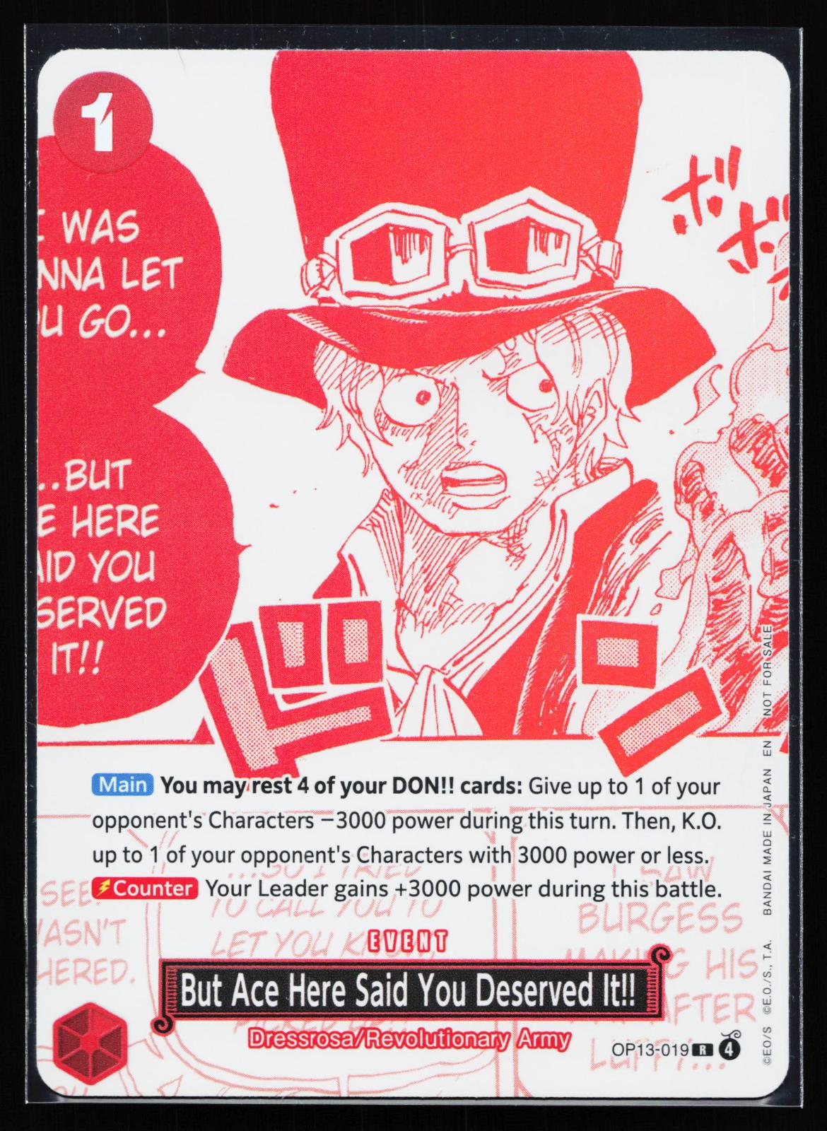 One Piece Promotion Cards OP13-019 But Ace Here Said You Deserved It!! 