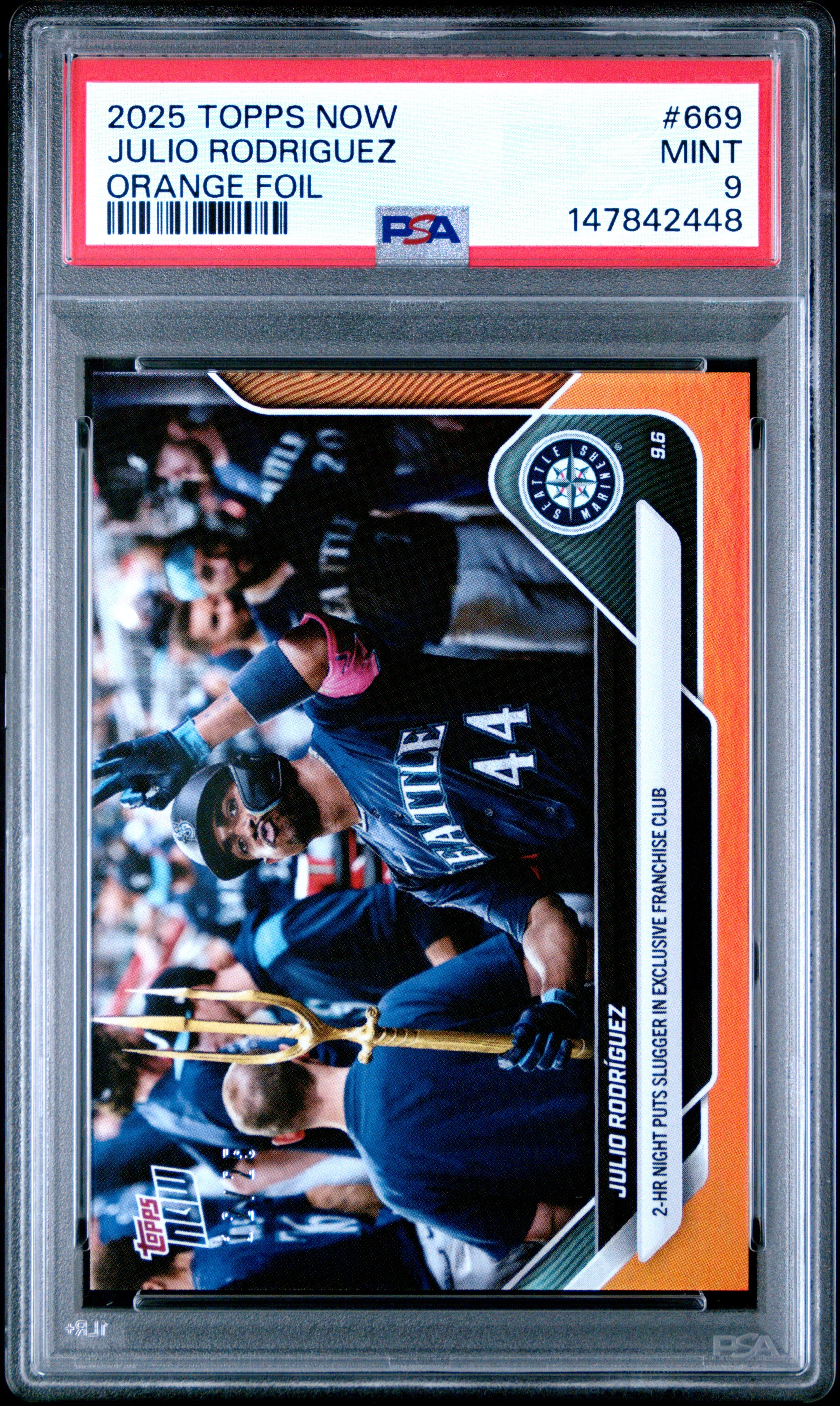 2025 Topps Julio Rodriguez 669 Topps Now Orange Foil PSA 9