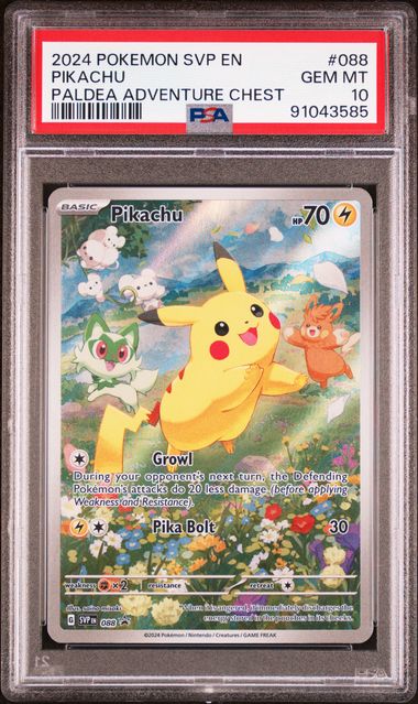 Pokémon - Pikachu SVP 088 (Paldea Adventure Chest Black Star Promo) - PSA 10 (GEM MINT)