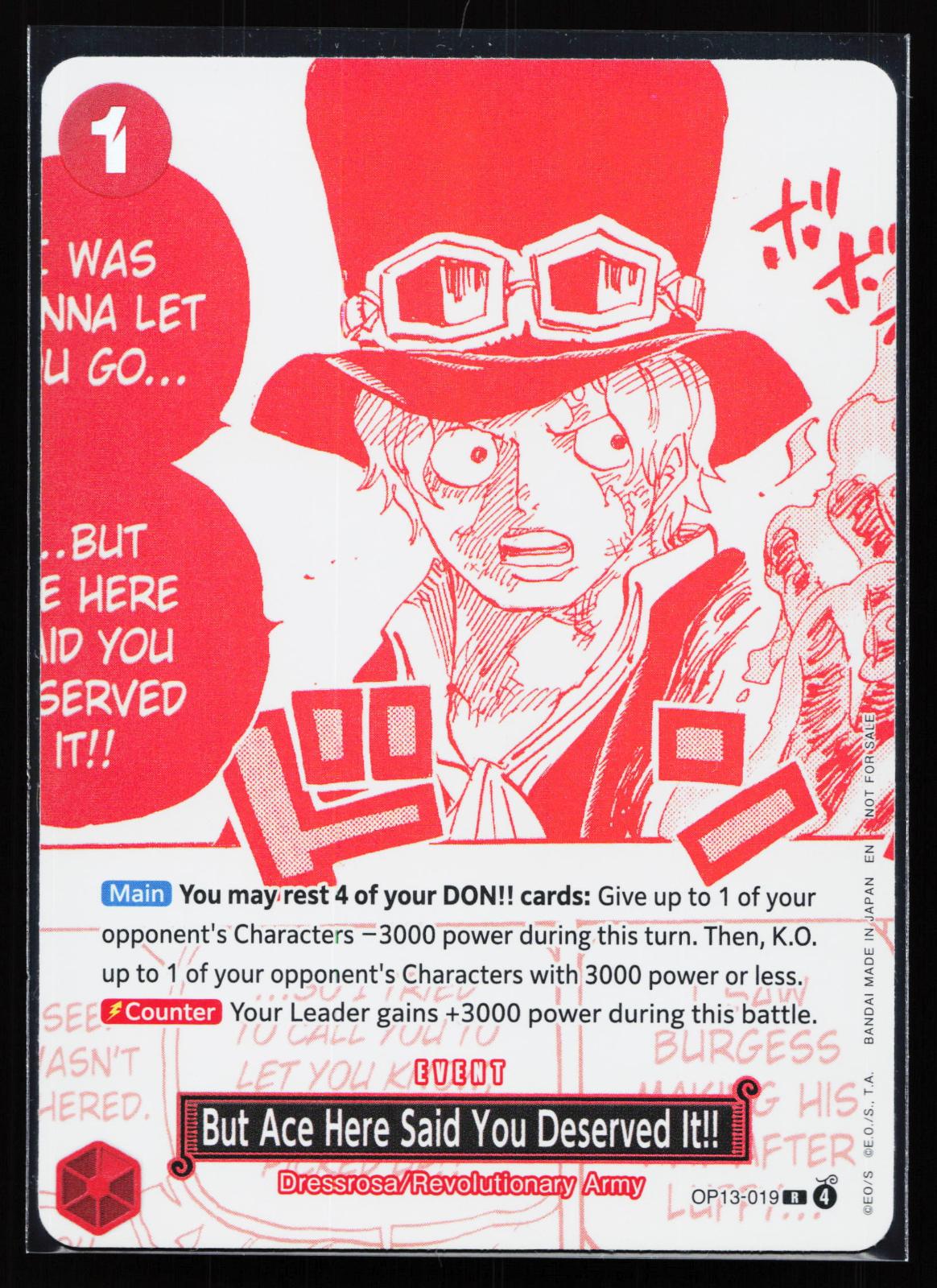 One Piece Promotion Cards OP13-019 But Ace Here Said You Deserved It!!