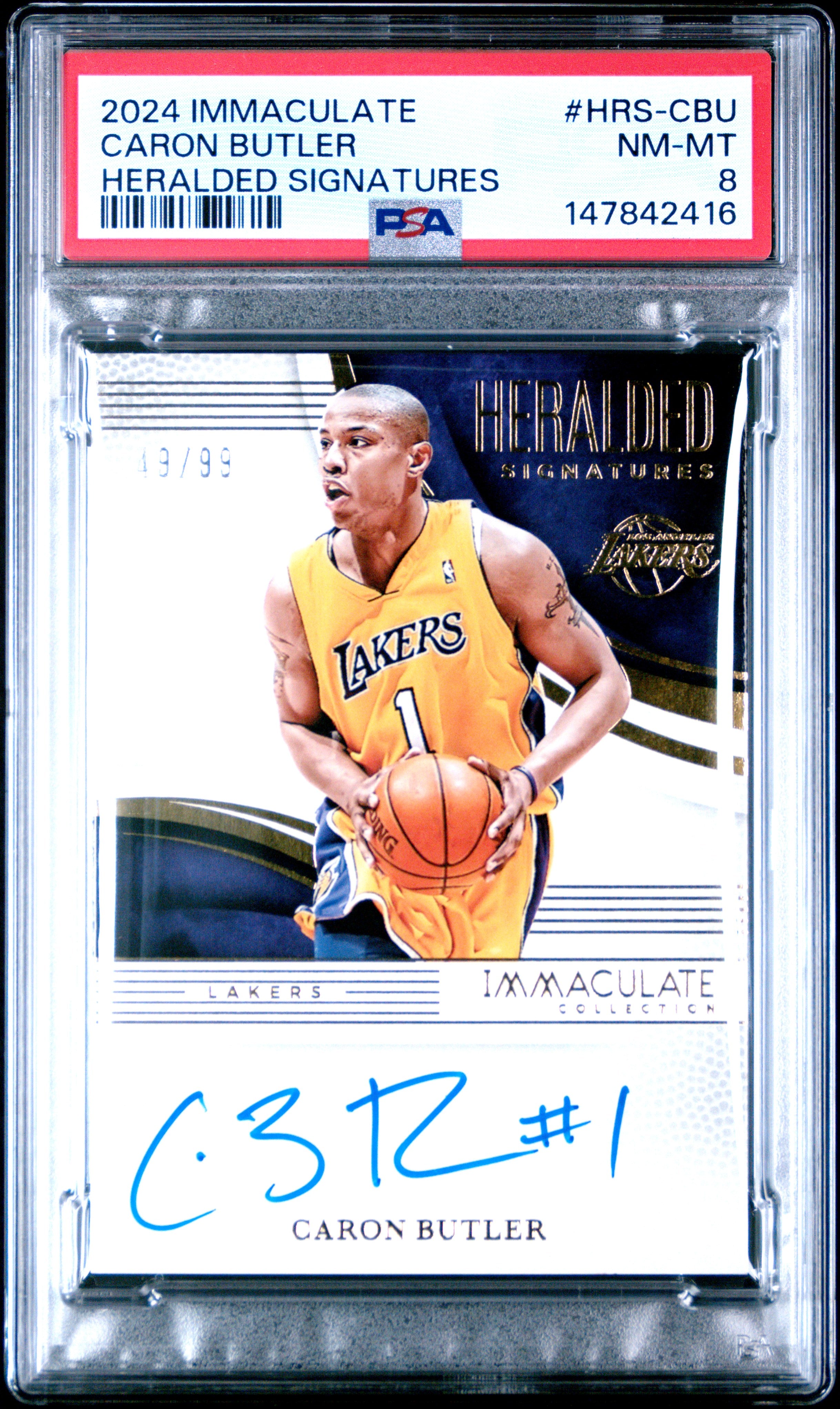 2024 PANINI IMMACULATE COLLECTION HERALDED SIGNATURES #HRS-CBU CARON BUTLER HERALDED SIGNATURES PSA 8 