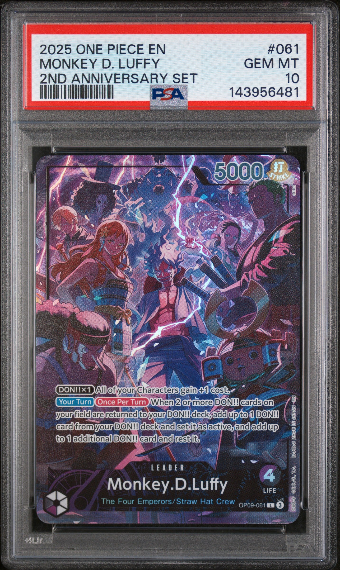 2025 One Piece Monkey D. Luffy 061 PSA 10