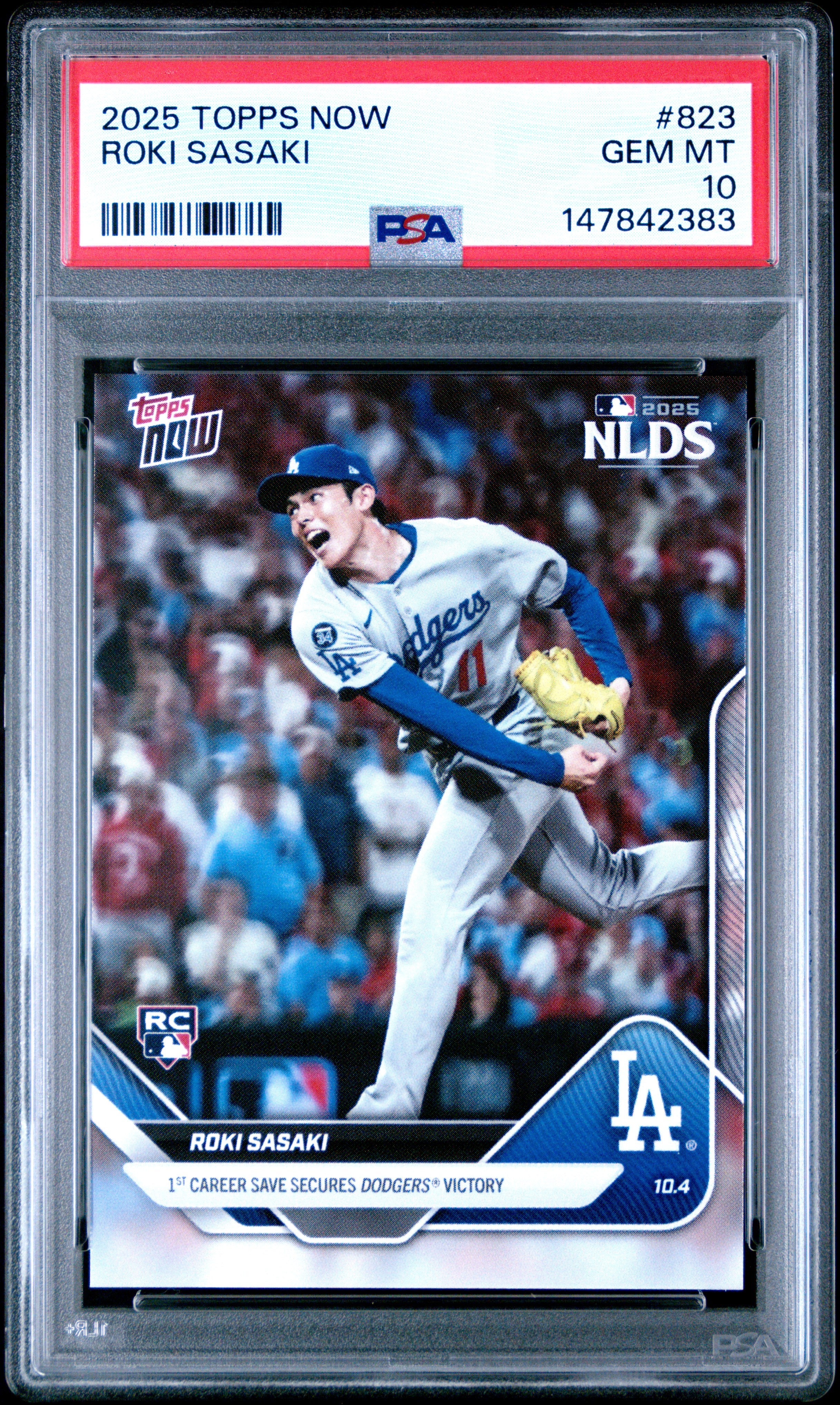 2025 Topps Roki Sasaki 823 Topps Now PSA 10