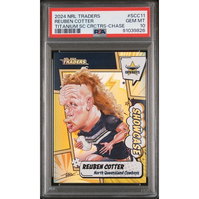 2024 NRL Traders Titanium - Reuben Cotter SCC11 (#'d 34/60) - PSA 10 (GEM MINT)