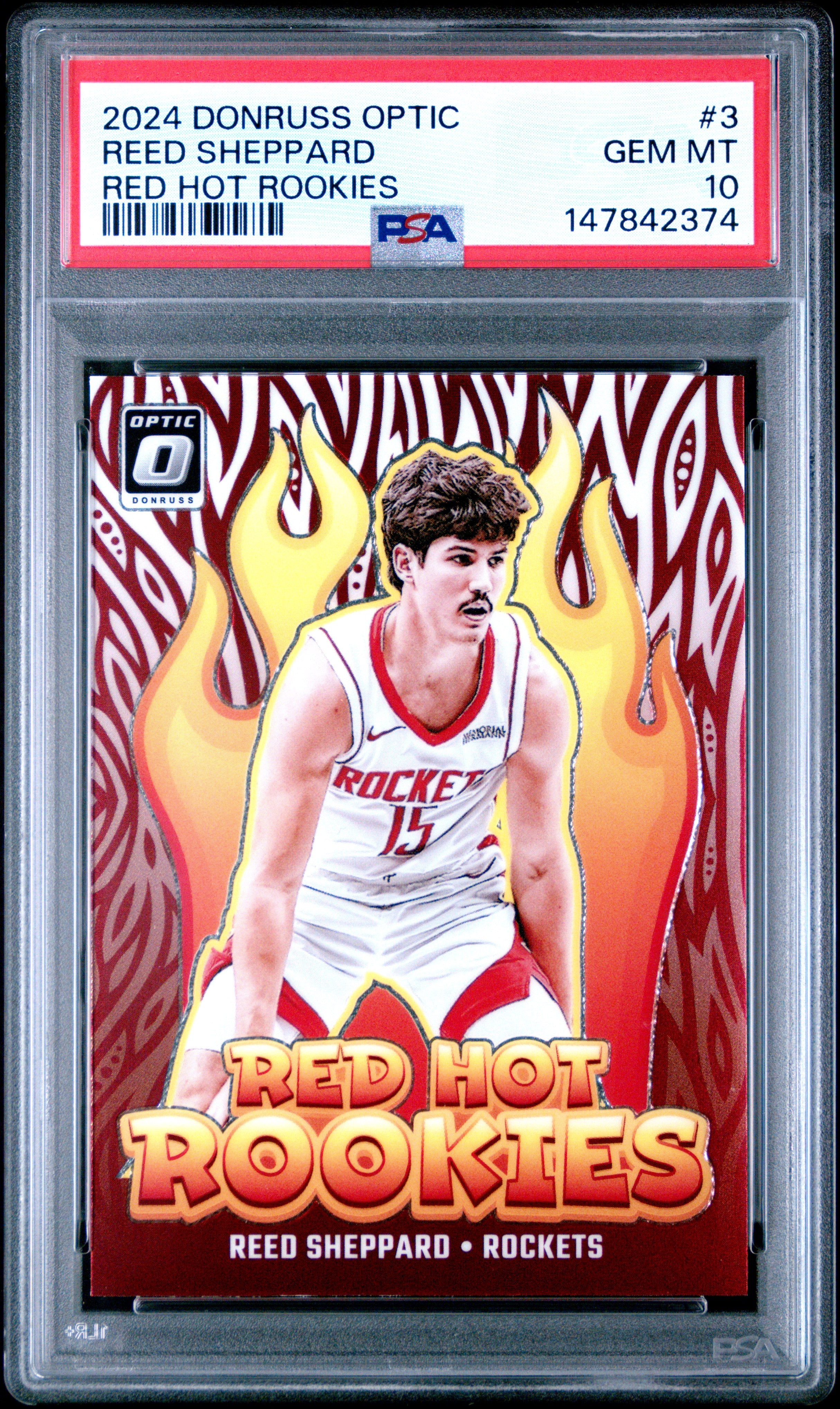 2024 PANINI DONRUSS OPTIC RED HOT ROOKIES #3 REED SHEPPARD  PSA 10
