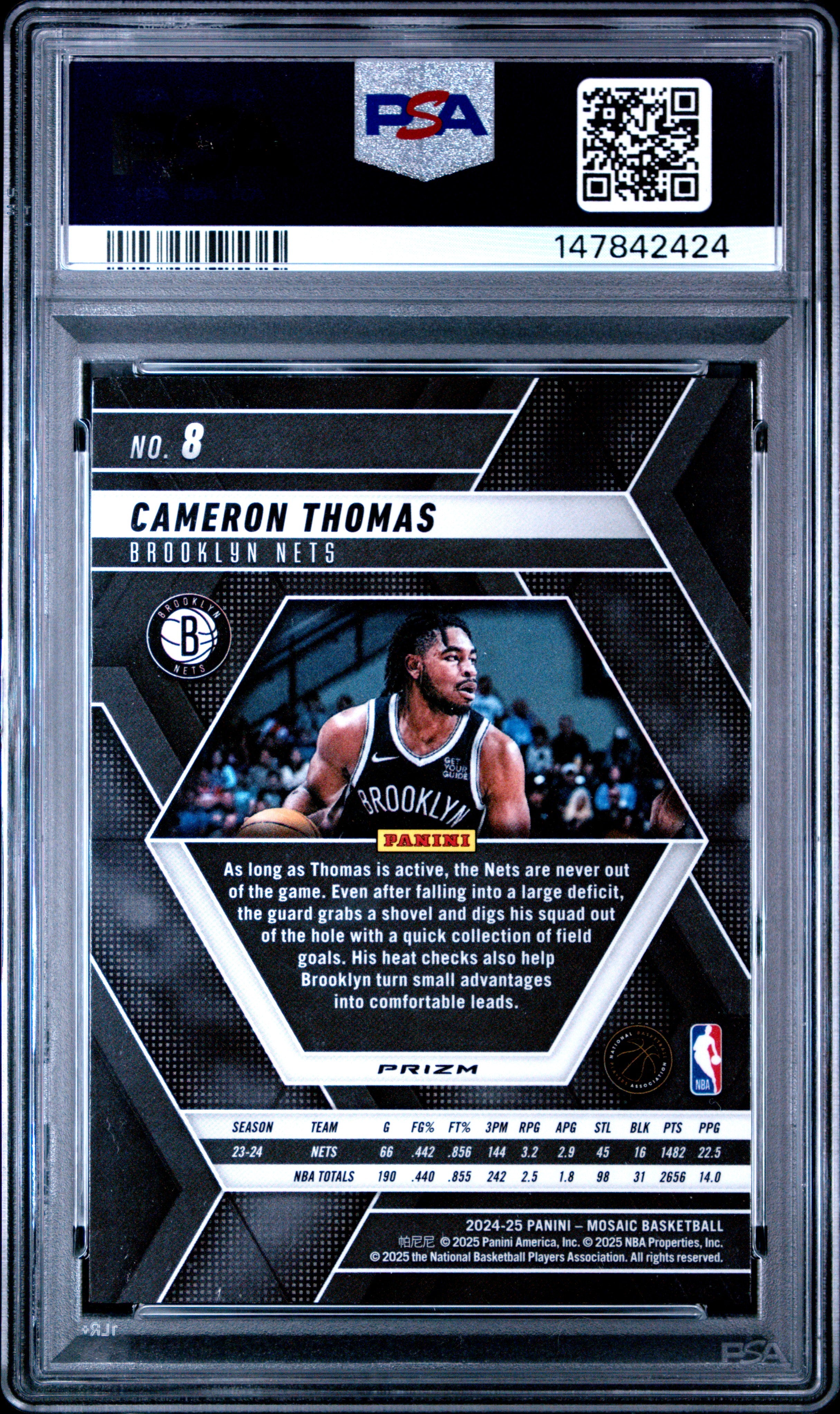 2024 PANINI MOSAIC #8 CAMERON THOMAS GENESIS PSA 10