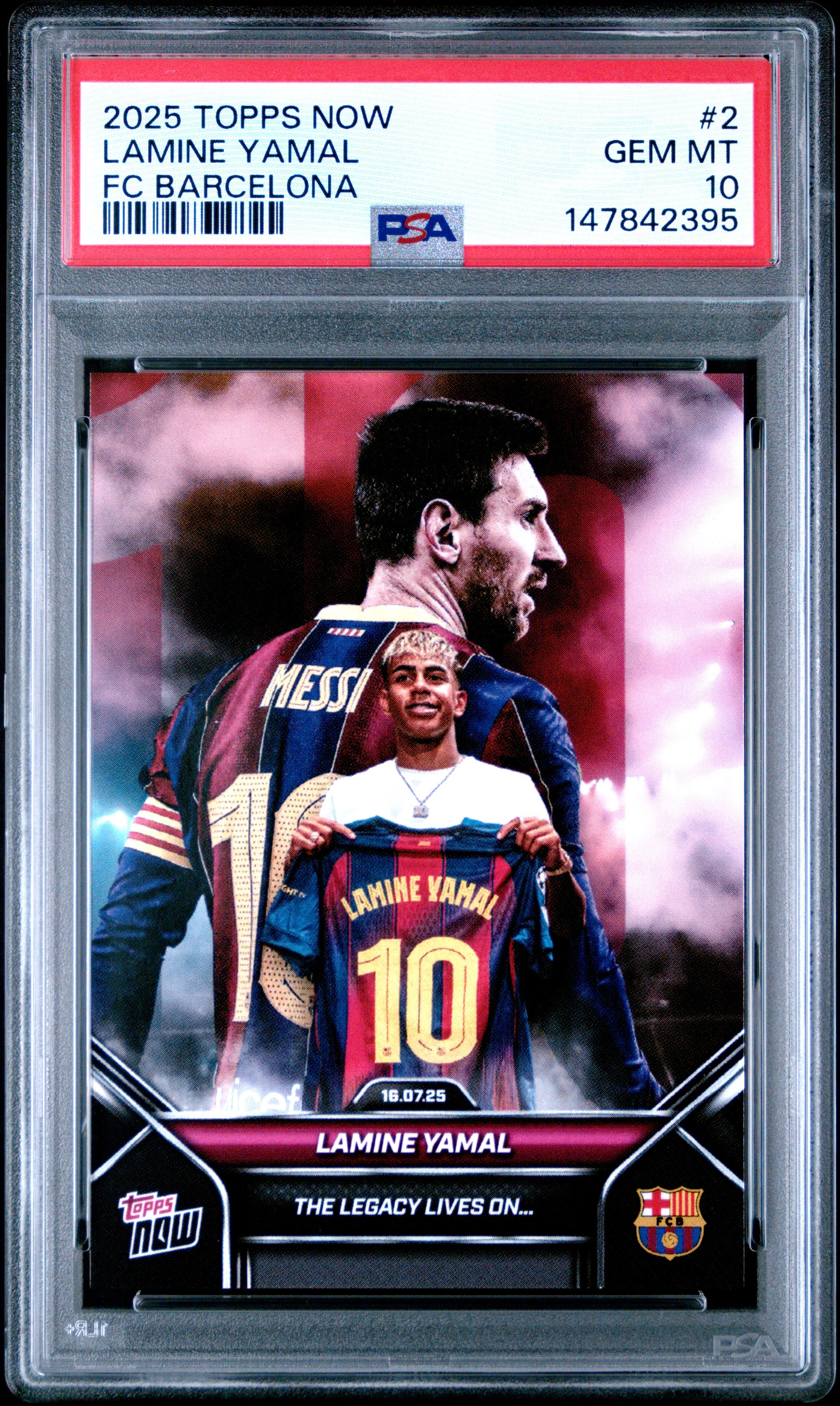 2025-2026 TOPPS NOW FC BARCELONA #2 LAMINE YAMAL PSA 10 