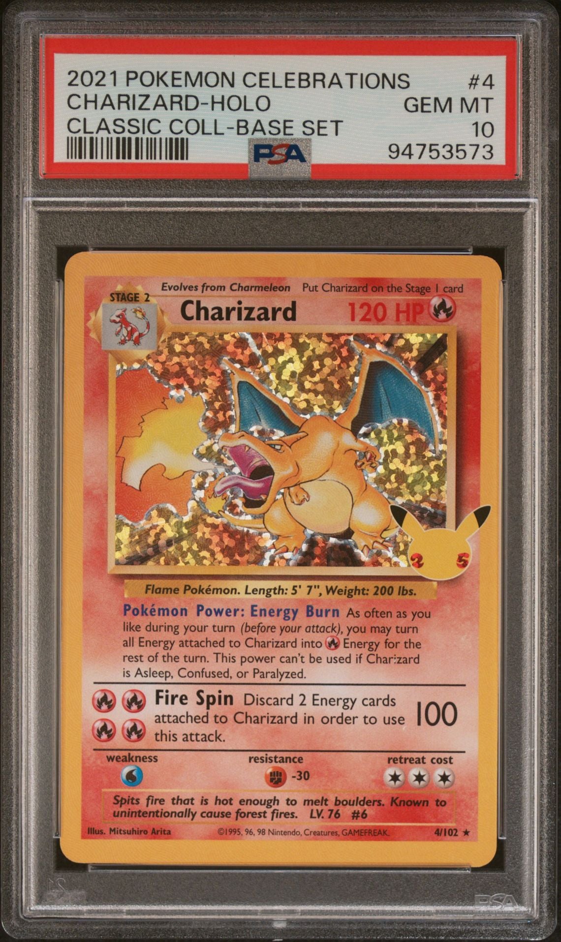 2021 Pokemon Celebrations #4 Charizard Classic Collection-Base Set PSA 10