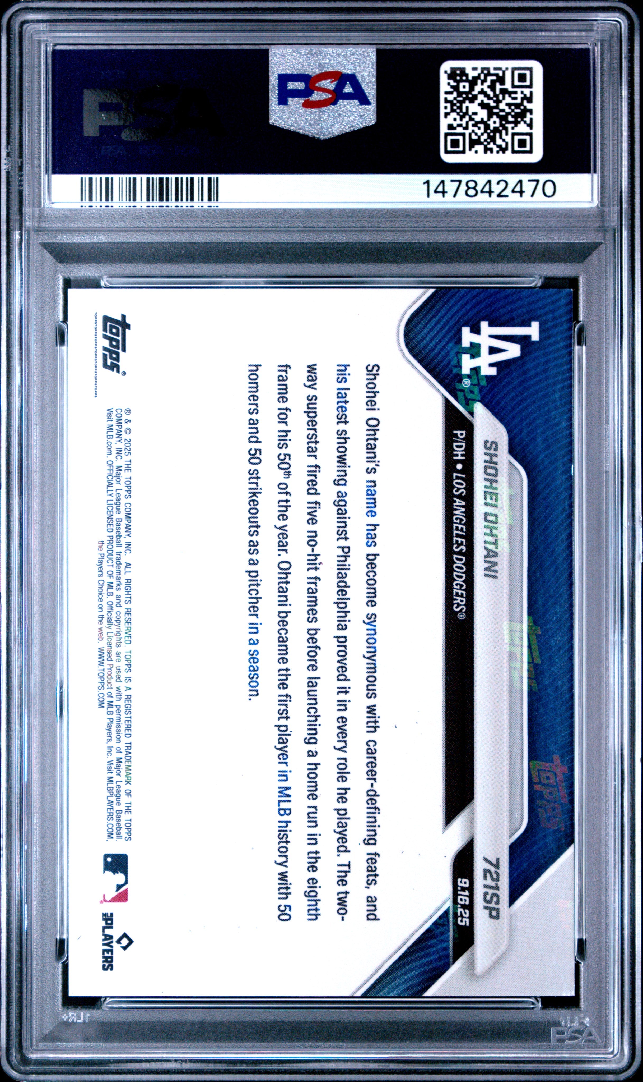 2025 Topps Shohei Ohtani 721SP Topps Now PSA 9
