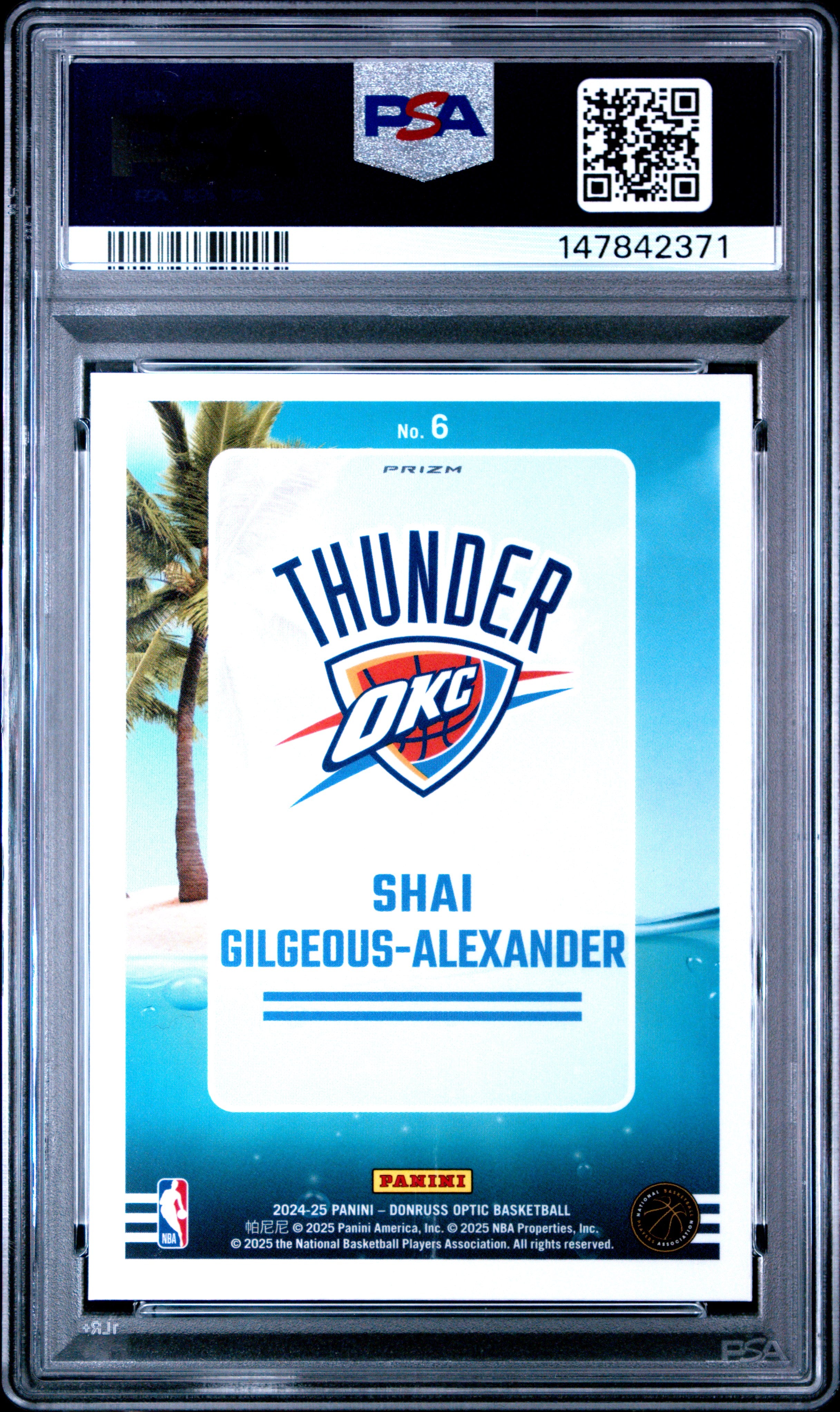2024 PANINI DONRUSS OPTIC SPLASH! #6 S. GILGEOUS-ALEXANDER SPLASH!-PURPLE  PSA 8