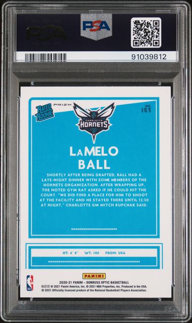 2020 NBA Optic – LaMelo Ball No.153 (Fanatics Box Set - Rated Rookie) – PSA 8 (NEAR MINT)